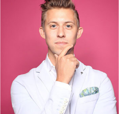 a male doctor on a red background